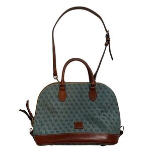 Dooney &‎ Bourke Blue Denim Monogram Dome Satchel Crossbody Bag Y2K Purse